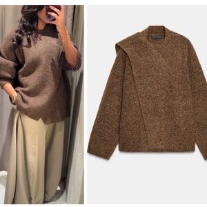 ZARA knit cardigan with scarf neck